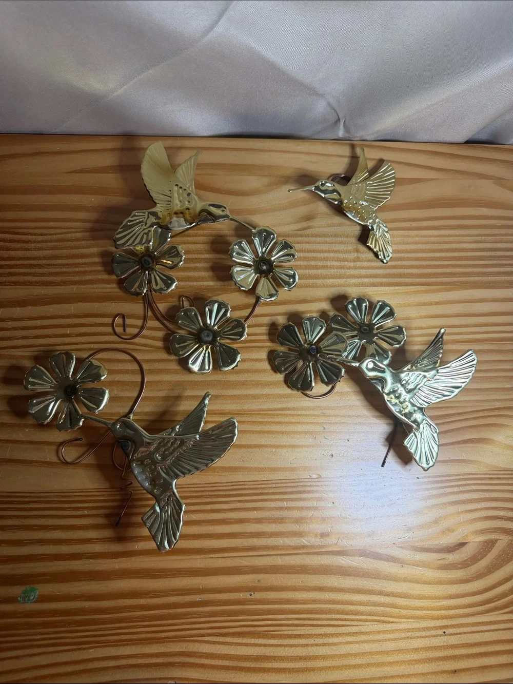 Vintage Homco Brass Hummingbird Wall Decor Set of 4